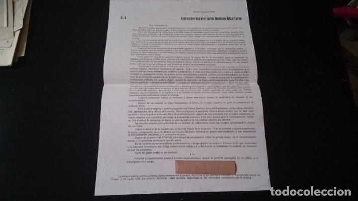 Documentos antiguos: ESCRITO DE CANDIDATURA PARA EL PARTIDO REPUBLICANO RADICAL LUCENSE RABADE LUGO 1933