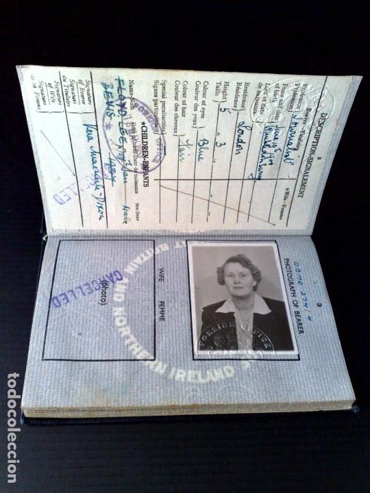 Documentos antiguos: PASAPORTE GRAN BRETA&Ntilde;A (TAPA DURA) DE UNA PERIODISTA (COMPL.32 PAG) EXPEDIDO 1948,VISAS (DESCRIPCI&Oacute;N
