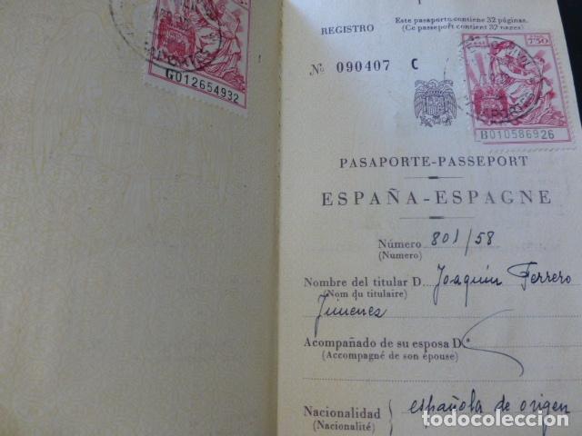 Documentos antiguos: PASAPORTE 1958 EXPEDIDO EN AVILA - Foto 4