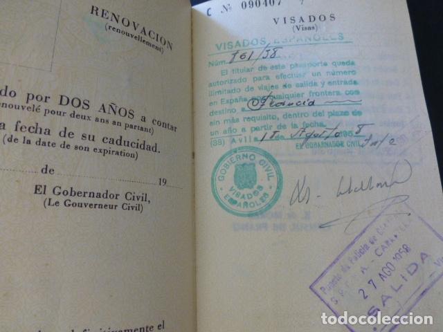 Documentos antiguos: PASAPORTE 1958 EXPEDIDO EN AVILA - Foto 6