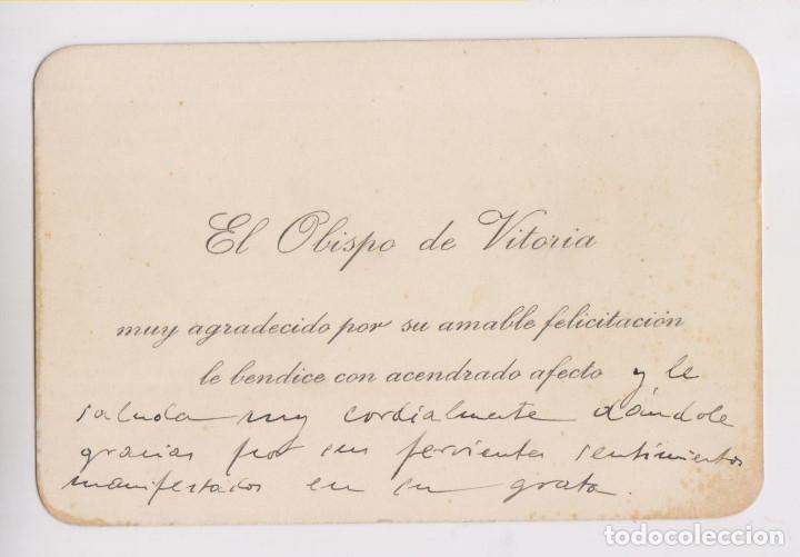 Documentos antiguos: TARJETA DEL OBISPO DE VITORIA. &Aacute;LAVA - Foto 1