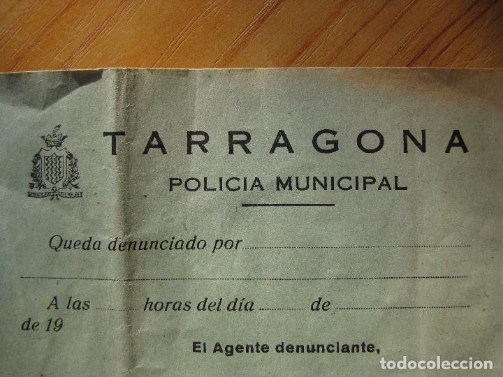 Documentos antiguos: TALONARIO DENUNCIAS POLICIA MUNICIPAL DE TARRAGONA - A&Ntilde;OS 50