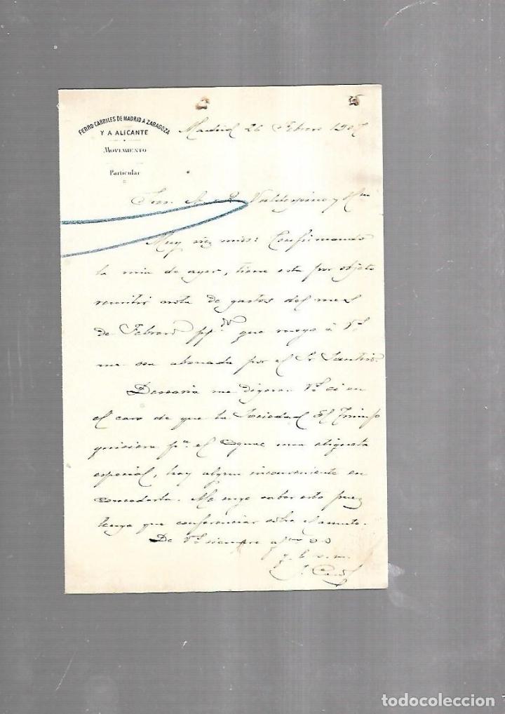 Documentos antiguos: CARTA COMERCIAL. FERROCARRILES DE MADRID A ZARAGOZA Y ALICANTE. MOVIMIENTO. 1907