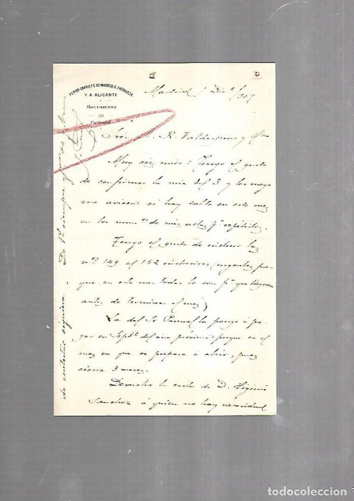 Alte Dokumente: CARTA COMERCIAL. FERROCARRILES DE MADRID A ZARAGOZA Y ALICANTE. SERVICIO DEL MOVIMIENTO. 1910