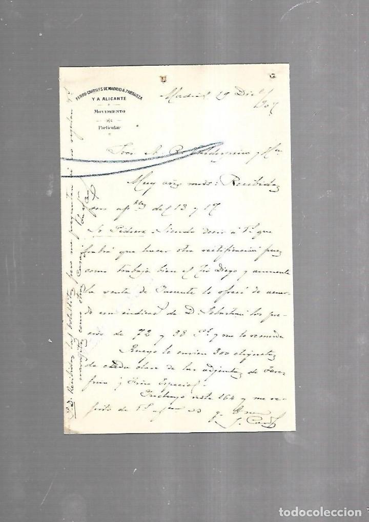 Alte Dokumente: CARTA COMERCIAL. FERROCARRILES DE MADRID A ZARAGOZA Y ALICANTE. SERVICIO DEL MOVIMIENTO. 1910