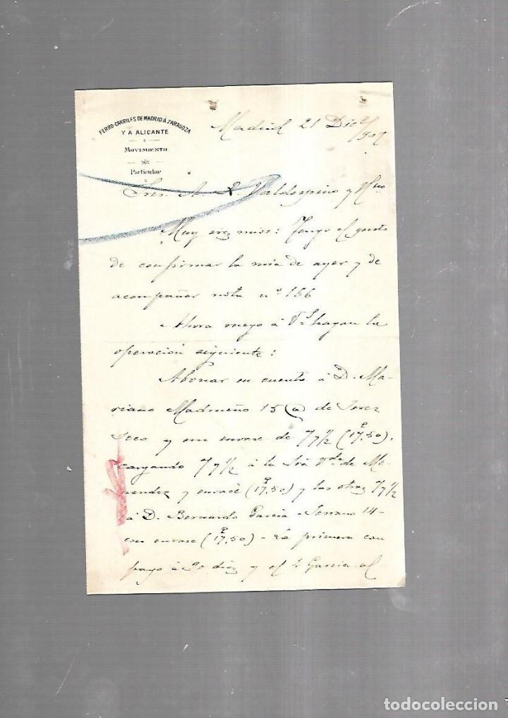Alte Dokumente: CARTA COMERCIAL. FERROCARRILES DE MADRID A ZARAGOZA Y ALICANTE. SERVICIO DEL MOVIMIENTO. 1910