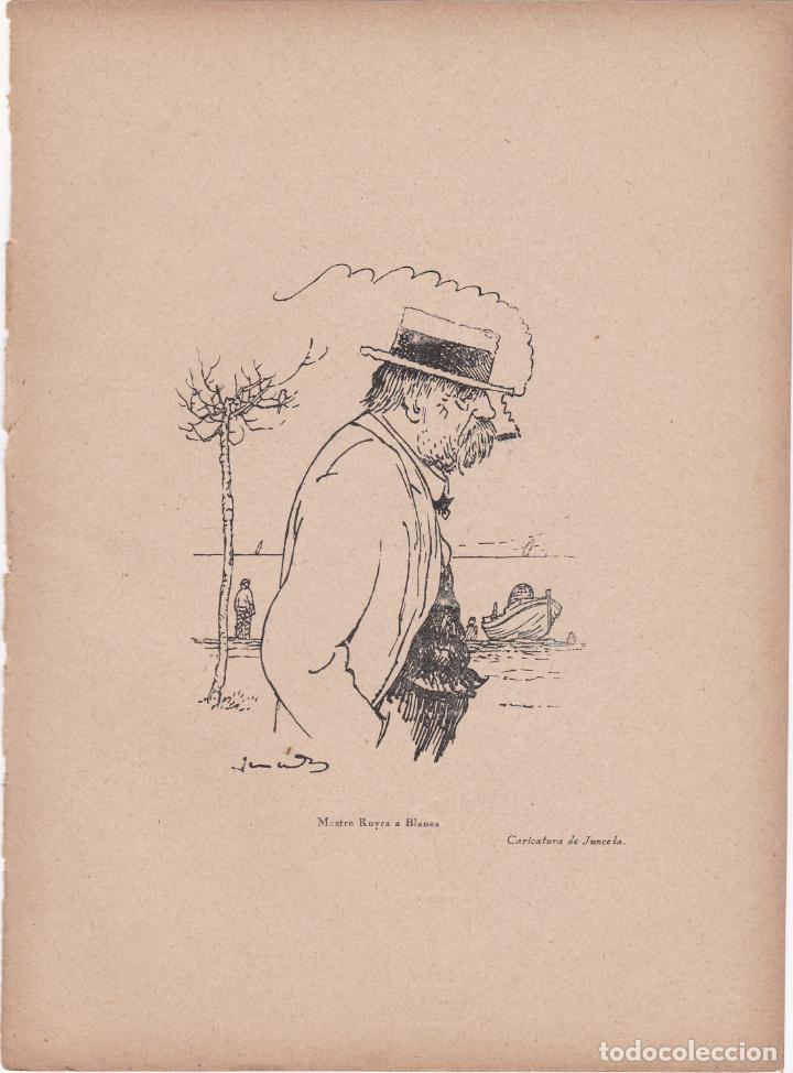 Documentos antiguos: caricatura de junceda, mestre ruyra a blanes - Foto 1