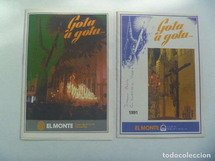 Documentos antiguos: SEMANA SANTA DE SEVILLA : LOTE DE 2 GUIAS O PROGRAMAS DE COFRADIAS DE 1991, GOTA A GOTA