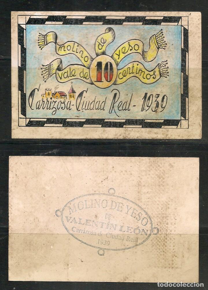 Old Documents: CUPON - 1939 MOLINO DE YESO de VALENTIN LEON - CARRIZOSA - Ciudad Real - VALE DE 10 CTS.