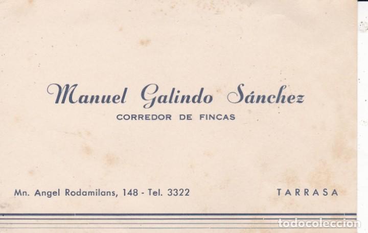 Documentos antiguos: Manuel Galindo S&aacute;nchez Corredor de fincas Tarrasa Barcelona