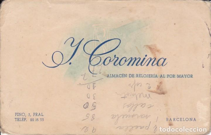 Documentos antiguos: J. Coromina Almac&eacute;n de Rlojeria al por mayor Barcelona
