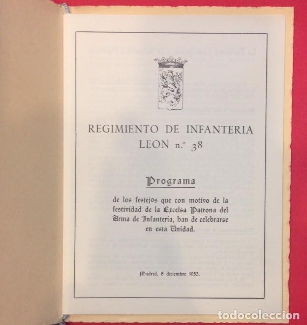 Documentos antiguos: PROGRAMA REGIMIENTO DE INFANTERIA LEON 38 1953, MENU E HIMNO - Foto 2
