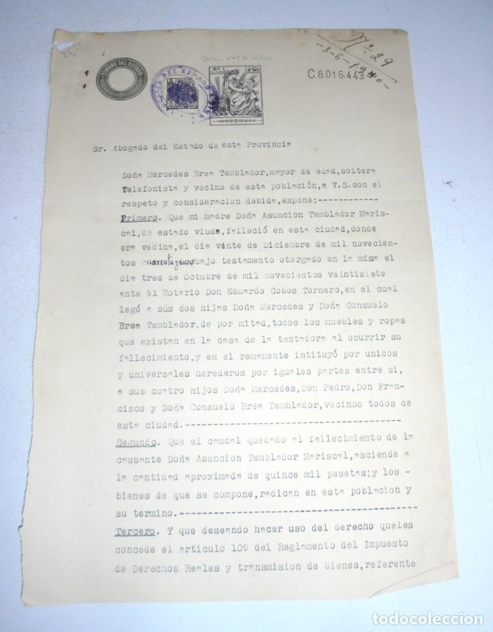 Alte Dokumente: CHICLANA DE LA FRONTERA. 1950. TESTAMENTO DE DO&Ntilde;A MERCEDES BREA TEMBLADOR. VER