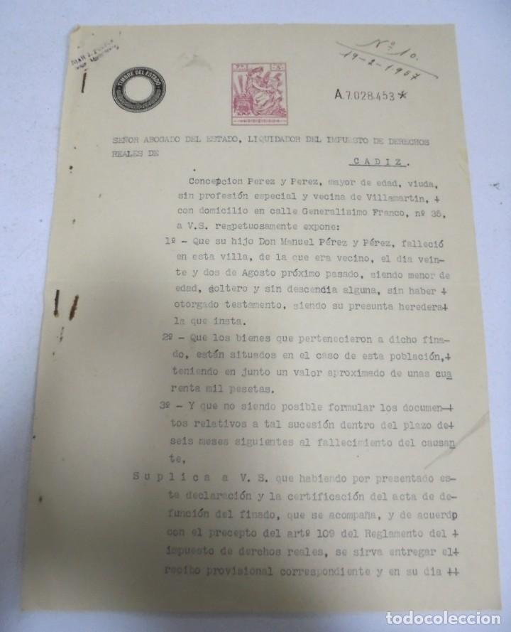 Alte Dokumente: VILLAMARTIN. 1957. RECIDO DE HERENCIA. VER