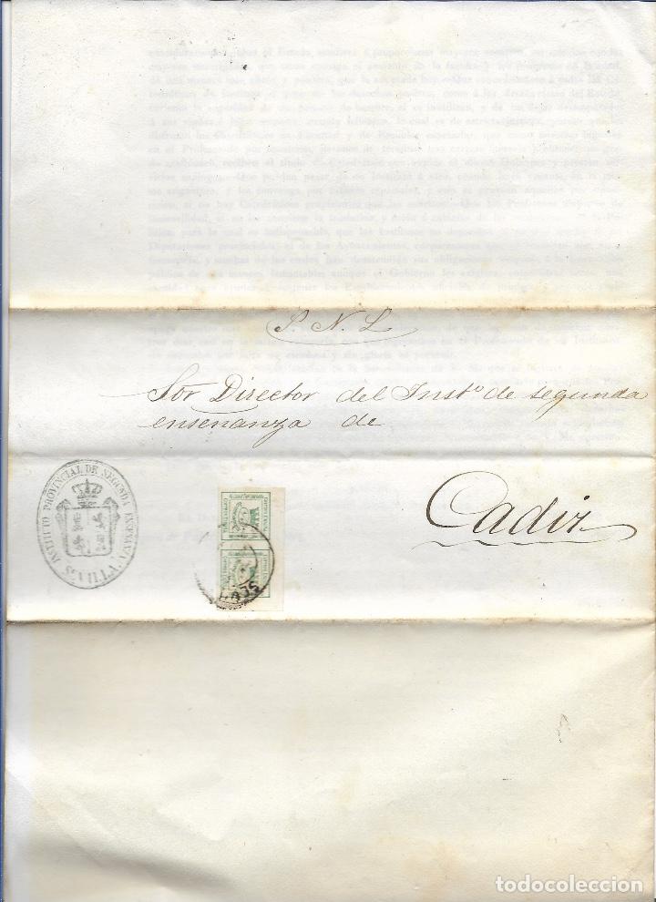 Documentos antiguos: ESCRITO DEL INSTITUTO DE SEVILLA AL DE C&Aacute;DIZ, 1875 - Foto 1