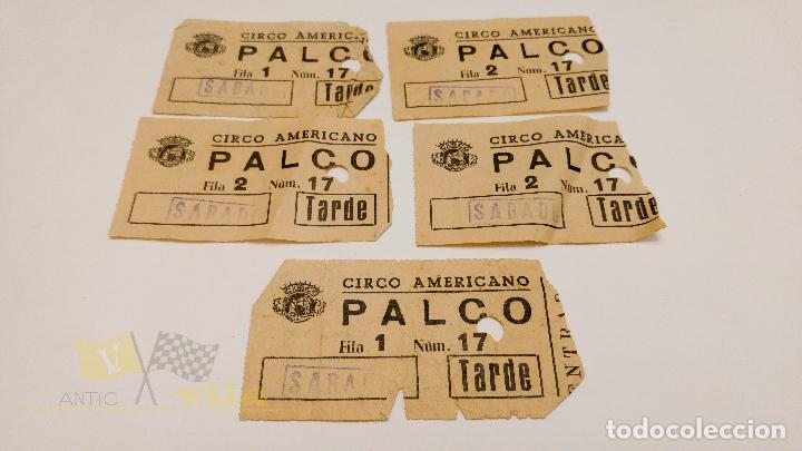 Documentos antiguos: 5 Entradas de Circo Americano - Foto 1