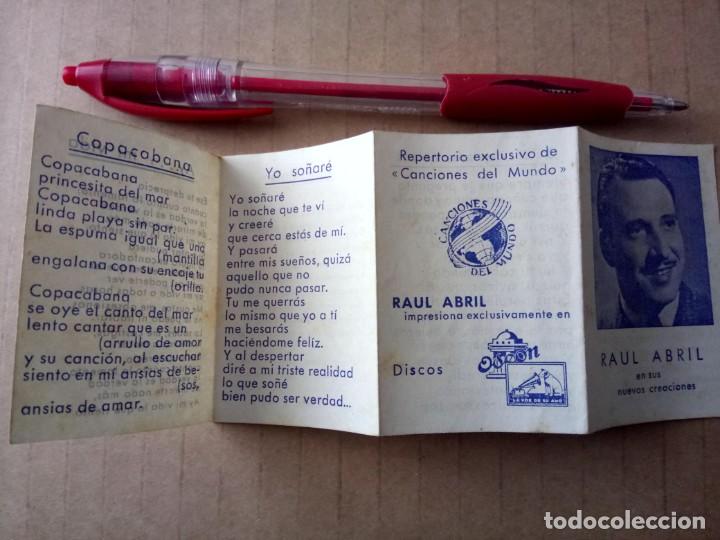 Documentos antiguos: ANTIGUO FOLLETO DE RA&Uacute;L ABRIL CON CANCIONES - Foto 3