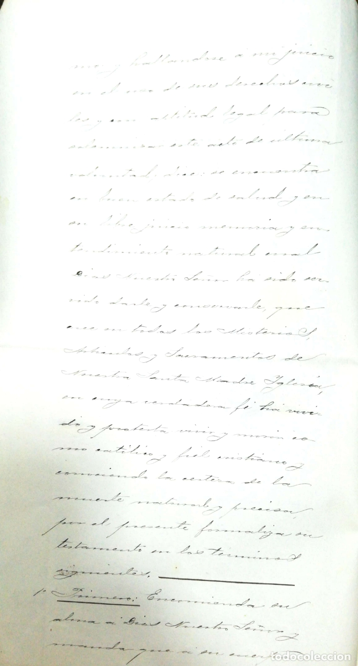 Documentos antiguos: CADIZ, 1901.TESTAMENTO DE MANUEL DE COS Y VIA&Ntilde;O. - Foto 3