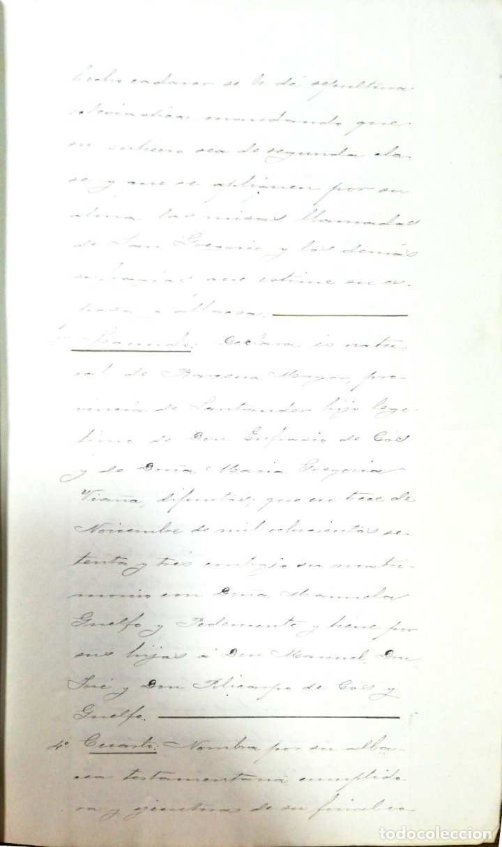 Documentos antiguos: CADIZ, 1901.TESTAMENTO DE MANUEL DE COS Y VIA&Ntilde;O. - Foto 4
