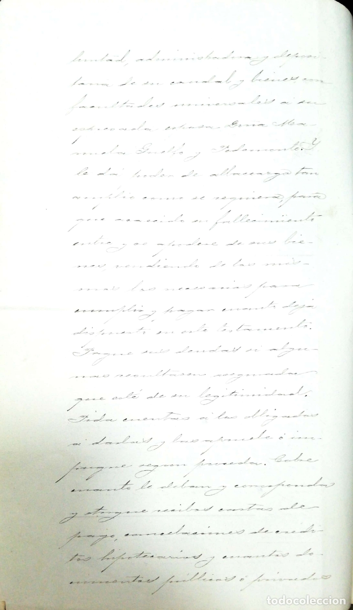 Documentos antiguos: CADIZ, 1901.TESTAMENTO DE MANUEL DE COS Y VIA&Ntilde;O. - Foto 6