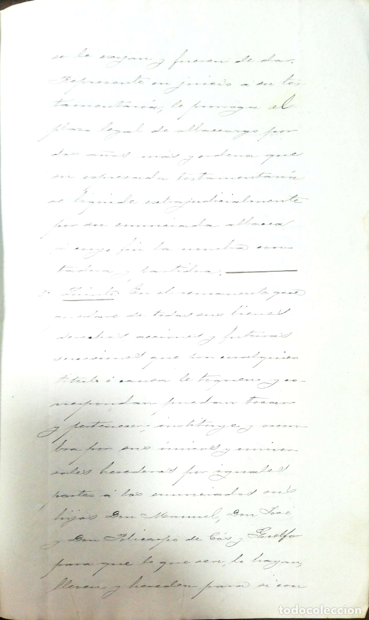 Documentos antiguos: CADIZ, 1901.TESTAMENTO DE MANUEL DE COS Y VIA&Ntilde;O. - Foto 8