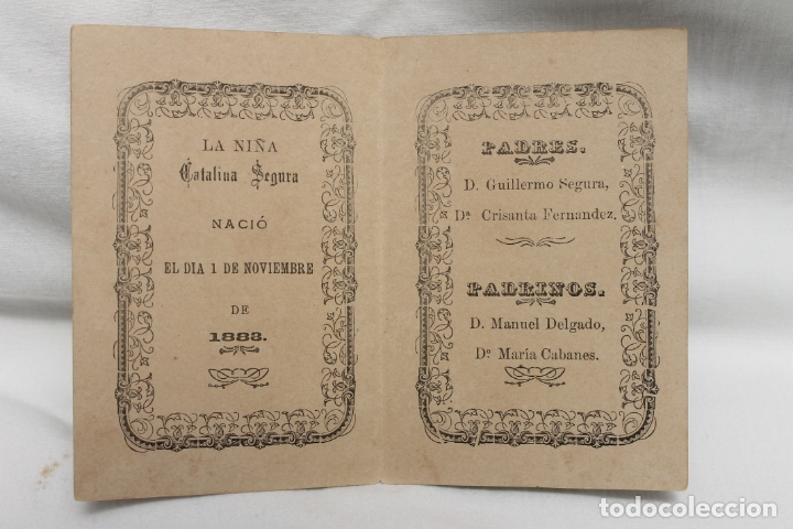 Documenti antichi: TARJETA NACIMIENTO NI&Ntilde;A NOVIEMBRE DE 1888