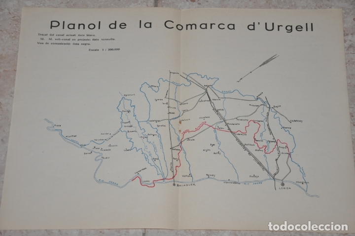 Documentos antiguos: planol de la comarca d&acute;urgell, lerida - Foto 1