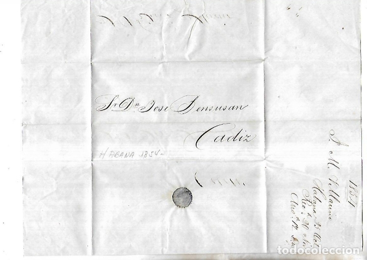 Documentos antiguos: CARTA. DE LA HABANA A CADIZ. 1854. - Foto 2