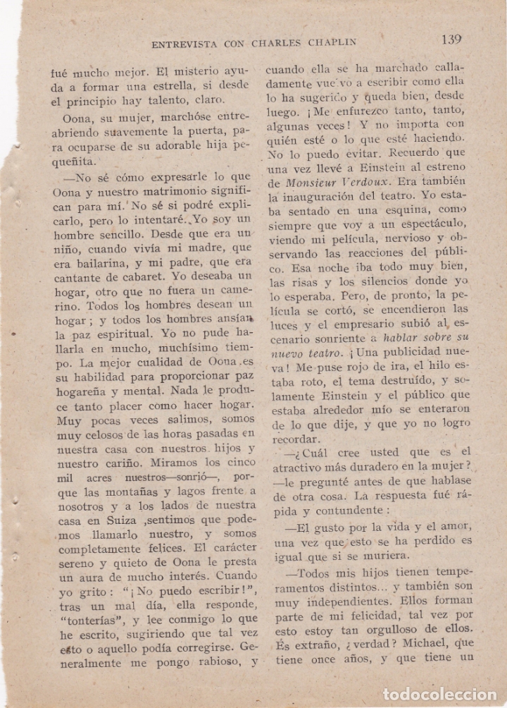 Documentos antiguos: dos hojas revista reportaje de charles chaplin - Foto 3