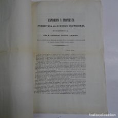 Documentos antiguos: (IMPRESO S.XIX)- MADRID, 1843 SANTIAGO ALONSO CORDERO. PROPUESTA PRESENTADA AL GOBIERNO PROVISIONAL