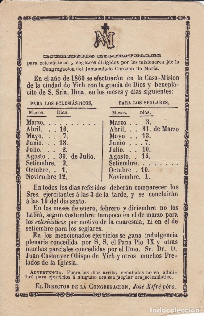 Documentos antiguos: documento 1860 casa Misi&oacute;n de la Ciudad de Vich