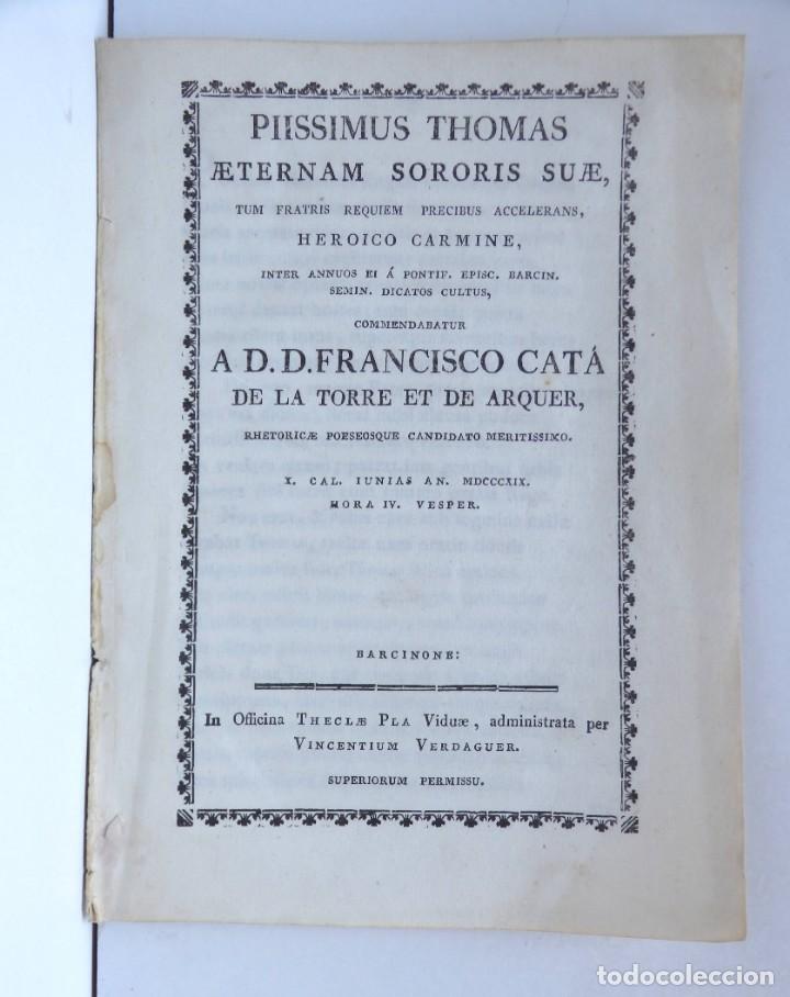 Documentos antiguos: PIISSIMUS THOMAS ETERNAM SORORIS SUAE - Barcelona - Foto 1