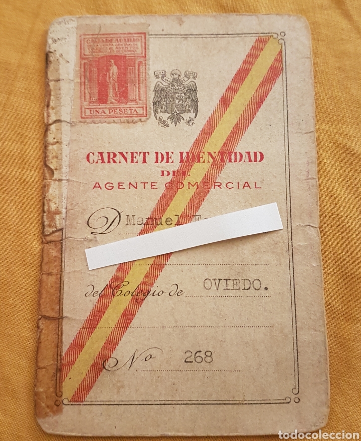 Documentos antiguos: Carnet identida agente comercial Oviedo 1945 vi&ntilde;eta
