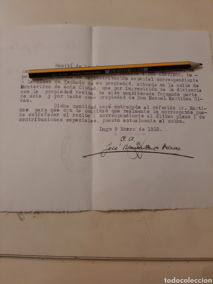 Documentos antiguos: 1932 Lugo recibo de contribuci&oacute;n - Foto 1