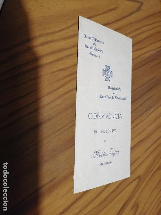 Documentos antiguos: HUETOR TAJAR. PROGRAMA DE CONVIVENCIA 15 DE ENERO DE 1961. TRIPTICO. BUEN ESTADO. RAR&Iacute;SIMO
