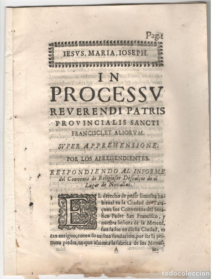 Old Documents: PEDRO ANTONIO LORFELIN: IN PROCESSU... Religiosos Descalzos Novallas 1678 (DERECHO, ARAG&Oacute;N)