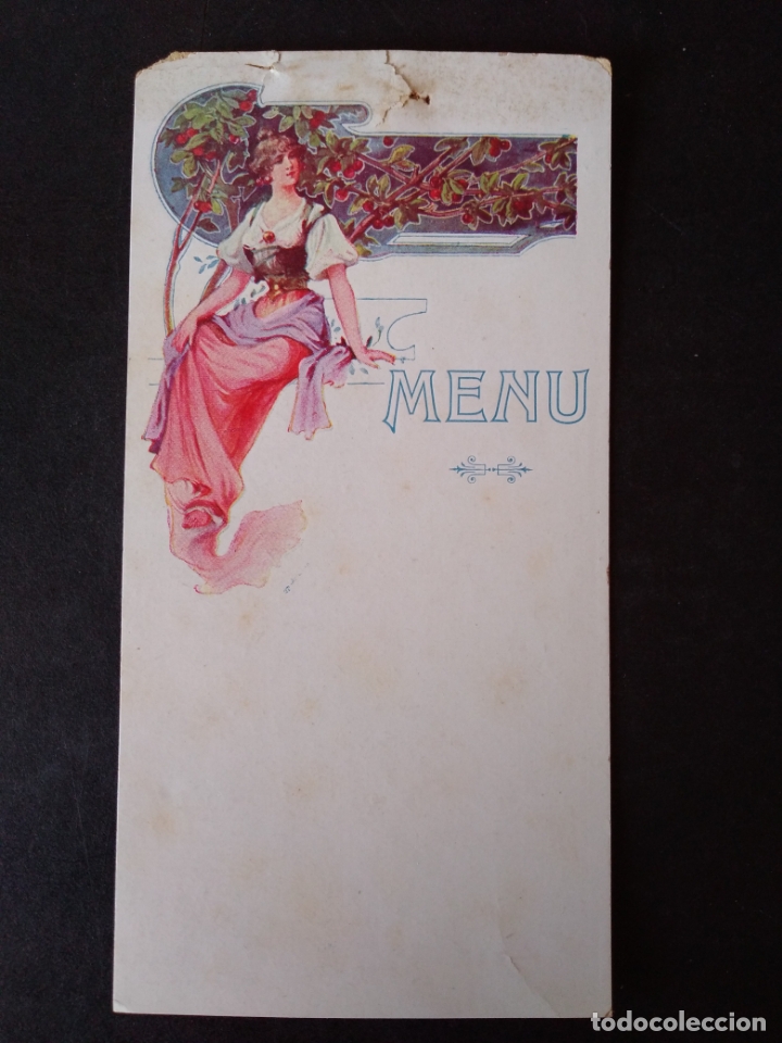Documentos antiguos: MENU ART NOUVEAU 14X7 CM - Foto 1