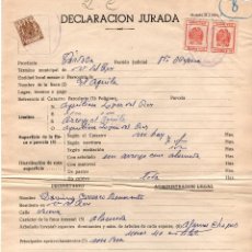 Documentos antiguos: CORDOBA. DECLARACION JURADA 04-08-1962. VILLANUEVA DEL REY. CUATRO TIMBRES FISCALES.. Lote 171749700