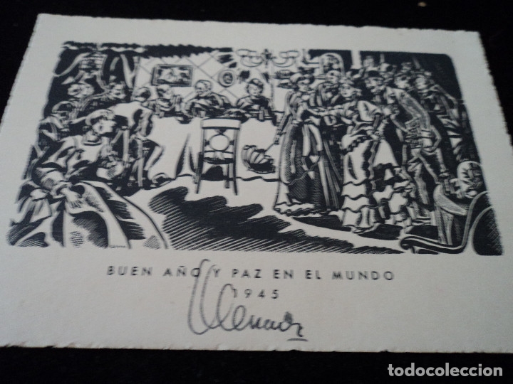 Documentos antiguos: FELICITACION NAVIDAD arquitecto g&ordf; mercadal 1945 16x 11 cm