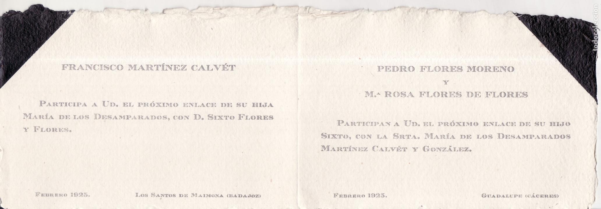 Documentos antiguos: INVITACION DE BODA DE LUTO, LOS SANTOS DE MAIMONA - BADAJOZ