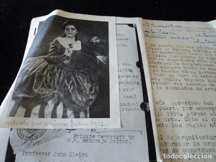 Documentos antiguos: invitacion para exposicion de john gleich,fotocopias de retrato y factura cronicas de radio badalona