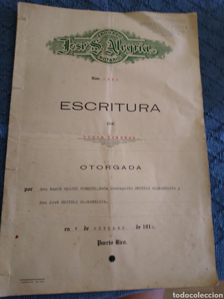 Documentos antiguos: Documento escritura Puerto Rico