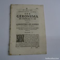 Documentos antiguos: IMPRESO DERECHO S. XVII. BARCELONA 1691. COLLVCTACION IVRIDICA. GASSIA Y GUERAU CAPITULAR GRABADA