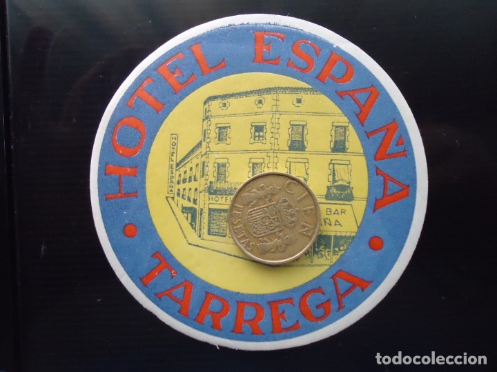 Documentos antiguos: etiqueta vintage hotel espa&ntilde;a tarrega urgell lerida catalu&ntilde;a turismo catalan leridano