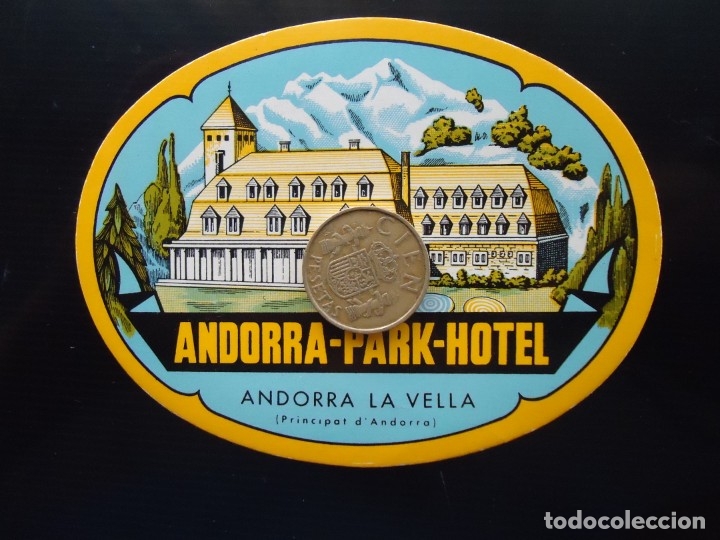 Documentos antiguos: etiqueta vintage principat hotel andorra park la vella principat turismo monta&ntilde;a pirineos