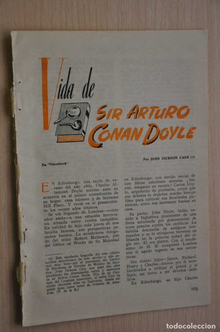 Documentos antiguos: diecisiete hojas revista antigua reportaje sir arturo conan doyle