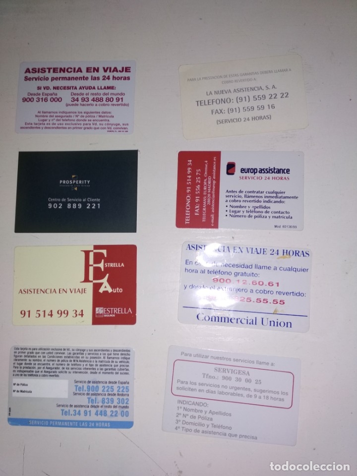 Documentos antiguos: Tarjetas asistencia seguros - Foto 1
