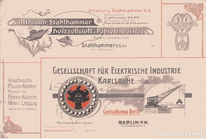 Documentos antiguos: CARTEL CON MEMBRETE DE CARTAS COMERCIALES. ALDOMM- STAHLIHAMMER.