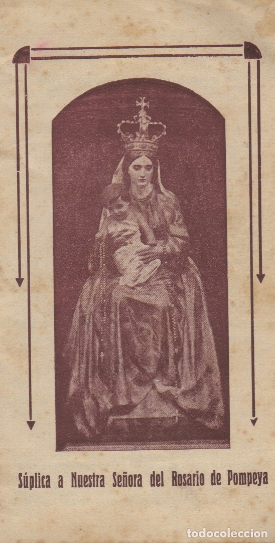 Documentos antiguos: librito suplica a nuestra se&ntilde;ora del rosario de pompeya