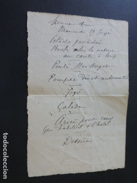 Documentos antiguos: MENU 1931 PLEGADO - Foto 2